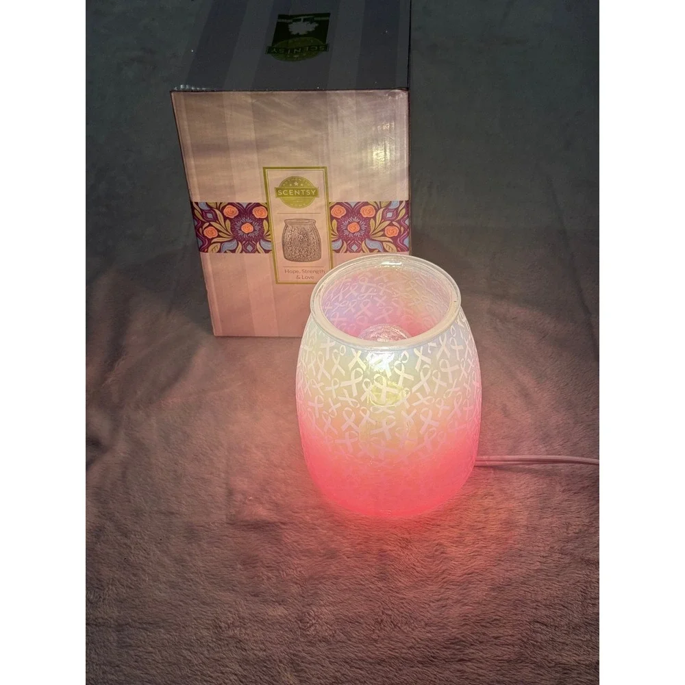 Scentsy Hope Strength & Love Pink Ribbon Wax Warmer Base Breast Cancer Awareness